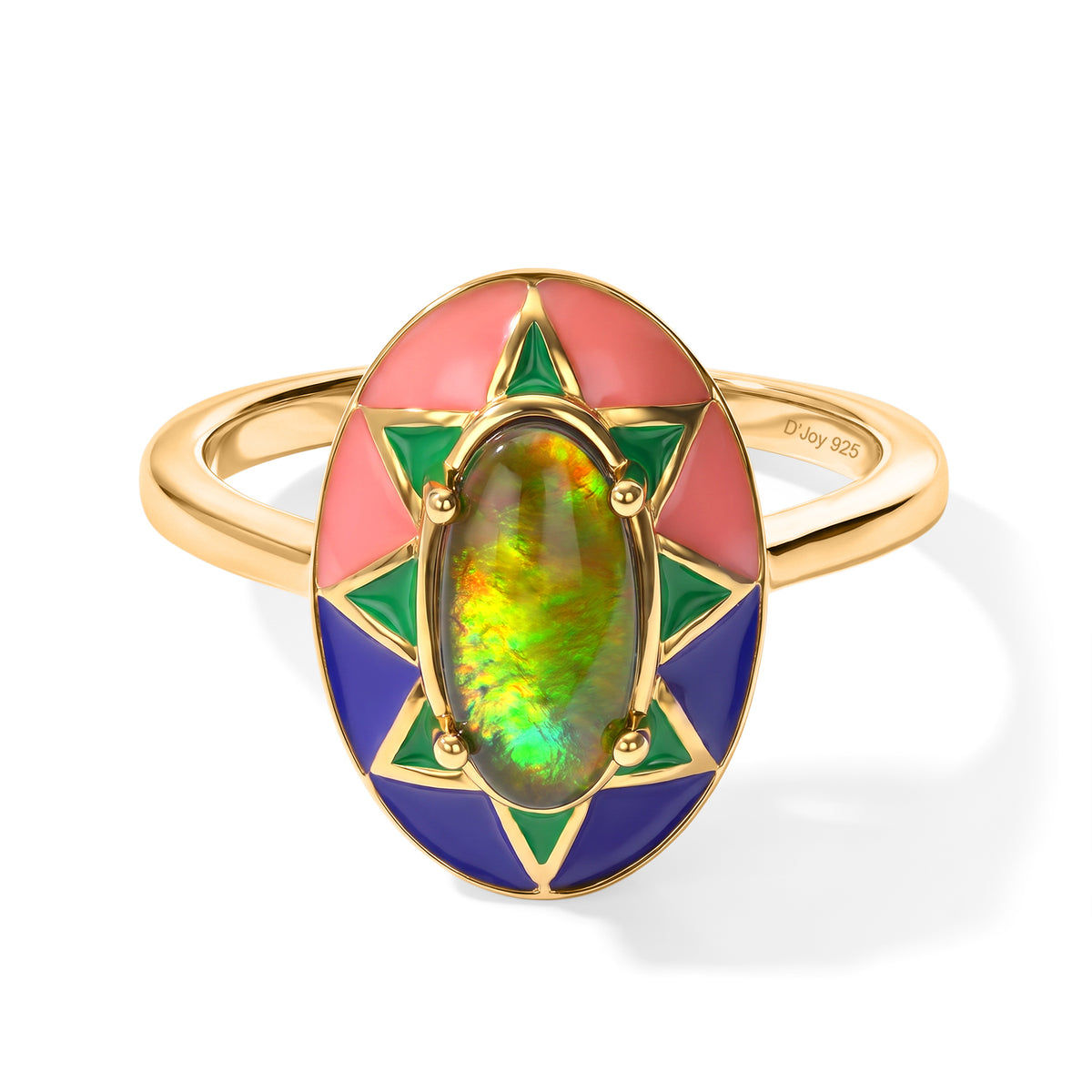 D'Joy - Ammolite Solitaire Ring in 18K Vermeil Yellow Gold Plated Sterling Silver 1.50 Ct. 8770924 0