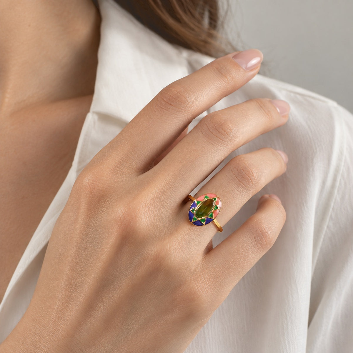 D'Joy - Ammolite Solitaire Ring in 18K Vermeil Yellow Gold Plated Sterling Silver 1.50 Ct. 8770924 1