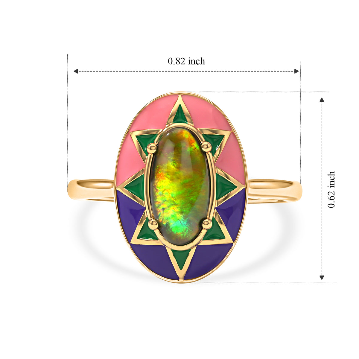 D'Joy - Ammolite Solitaire Ring in 18K Vermeil Yellow Gold Plated Sterling Silver 1.50 Ct. 8770924 5