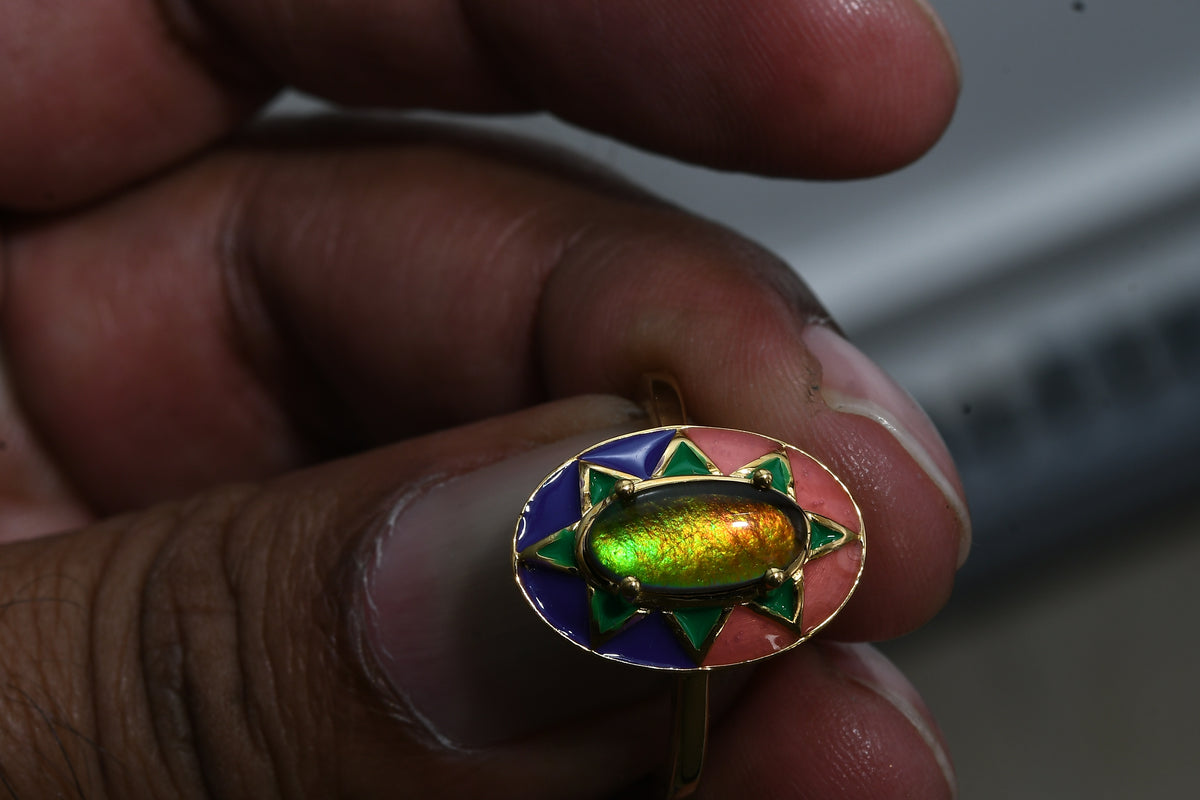 D'Joy - Ammolite Solitaire Ring in 18K Vermeil Yellow Gold Plated Sterling Silver 1.50 Ct. 8770924 6