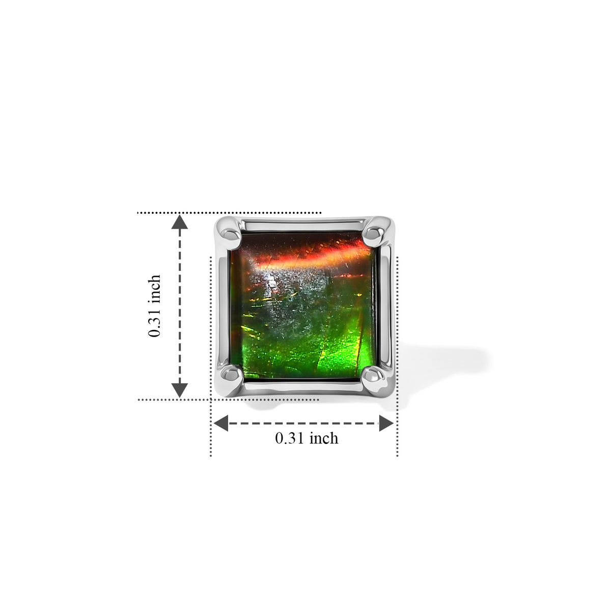 D'Joy - Premium Ammolite Solitaire Stud Earring with Push Post in Platinum Overlay Sterling Silver 2.15 Ct. 8770932 5