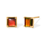 D'Joy - Ammolite Solitaire Stud Earring with Push Post in 18K Vermeil Yellow Gold Plated Sterling Silver 1.95 Ct._8770933
