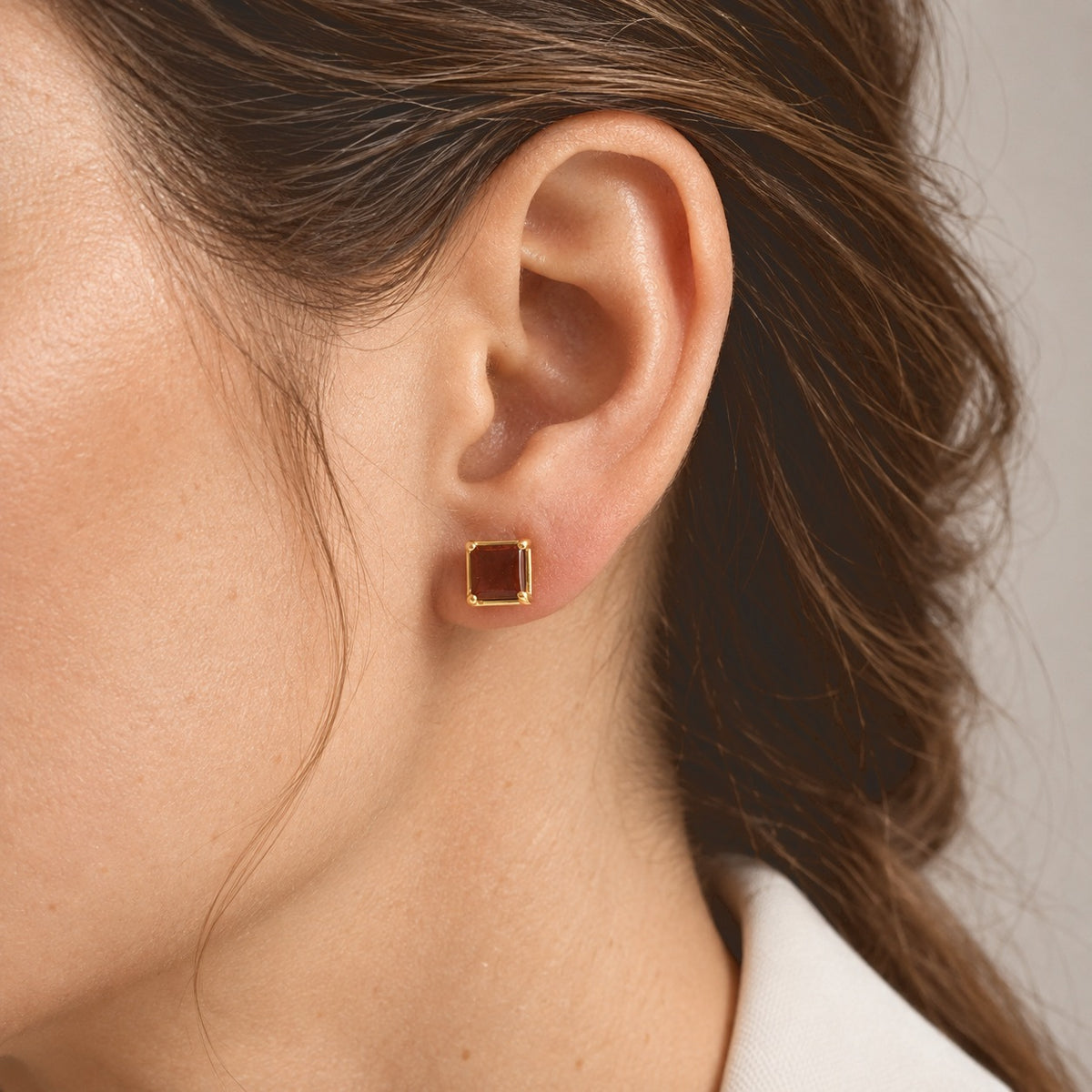 D'Joy - Ammolite Solitaire Stud Earring with Push Post in 18K Vermeil Yellow Gold Plated Sterling Silver 1.95 Ct. 8770933 1