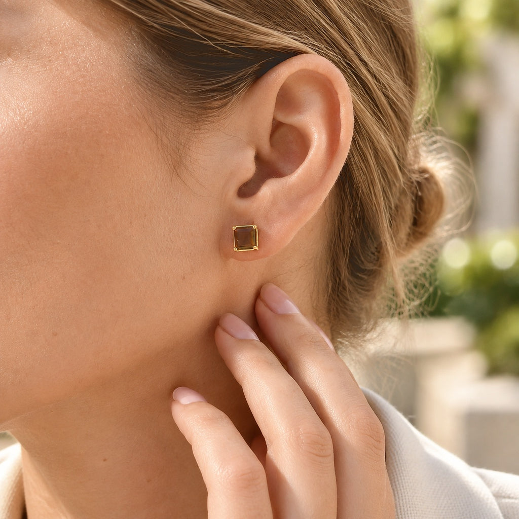 D'Joy - Ammolite Solitaire Stud Earring with Push Post in 18K Vermeil Yellow Gold Plated Sterling Silver 1.95 Ct._8770933_2
