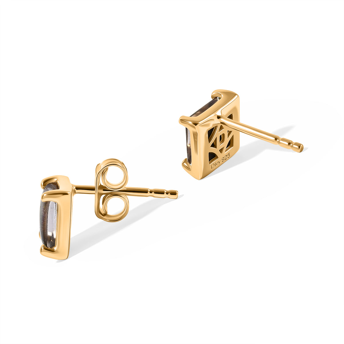 D'Joy - Ammolite Solitaire Stud Earring with Push Post in 18K Vermeil Yellow Gold Plated Sterling Silver 1.95 Ct. 8770933 3