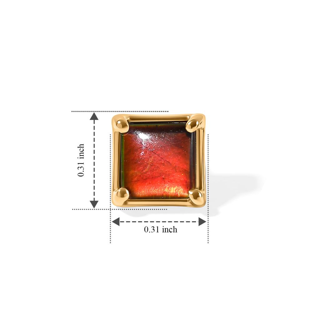 D'Joy - Ammolite Solitaire Stud Earring with Push Post in 18K Vermeil Yellow Gold Plated Sterling Silver 1.95 Ct._8770933_4