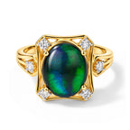 Luxuriant - Ammolite & Lab Grown Diamond (SI/G-H) Ring in 18K Vermeil Yellow Gold Plated Sterling Silver 2.80 Ct._8770934