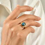 Luxuriant - Ammolite & Lab Grown Diamond (SI/G-H) Ring in 18K Vermeil Yellow Gold Plated Sterling Silver 2.80 Ct._8770934_2