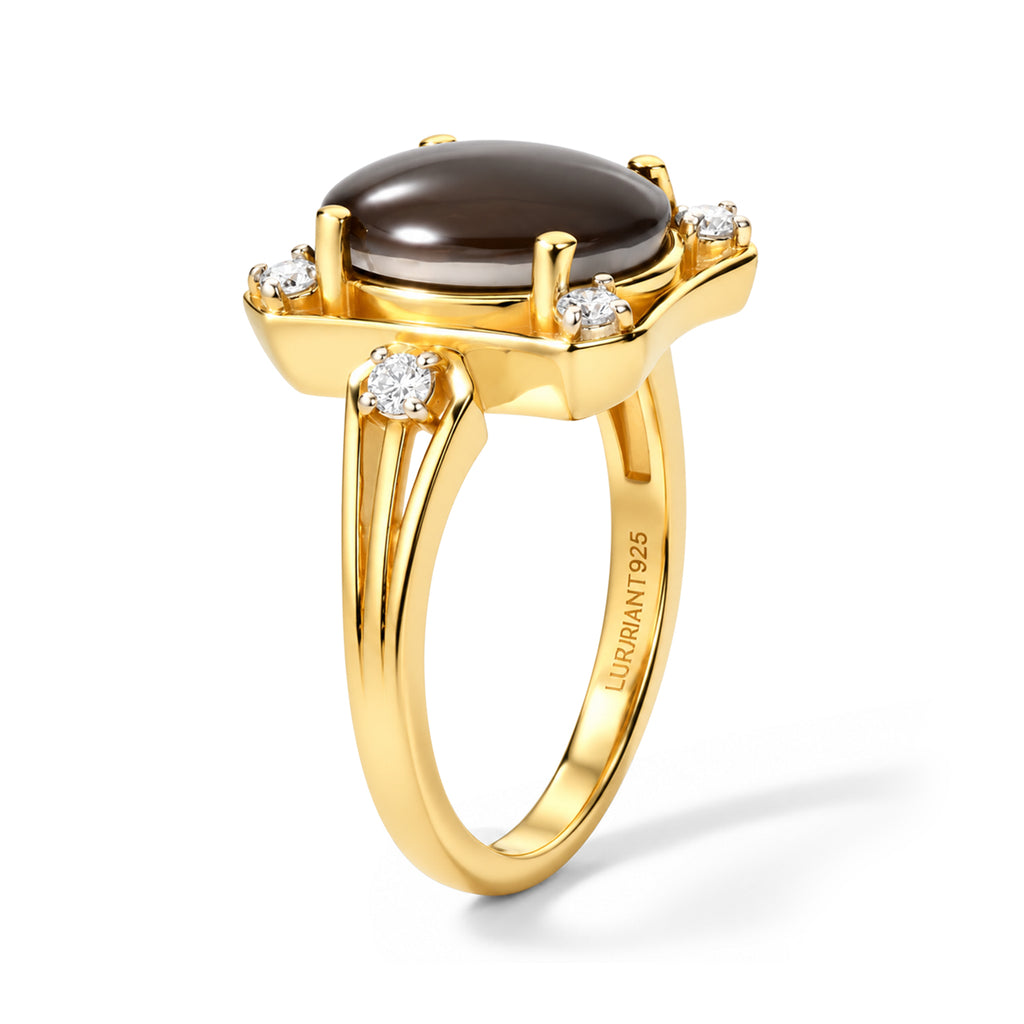 Luxuriant - Ammolite & Lab Grown Diamond (SI/G-H) Ring in 18K Vermeil Yellow Gold Plated Sterling Silver 2.80 Ct._8770934_3