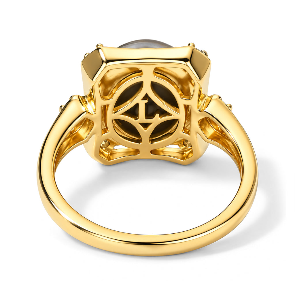 Luxuriant - Ammolite & Lab Grown Diamond (SI/G-H) Ring in 18K Vermeil Yellow Gold Plated Sterling Silver 2.80 Ct._8770934_4