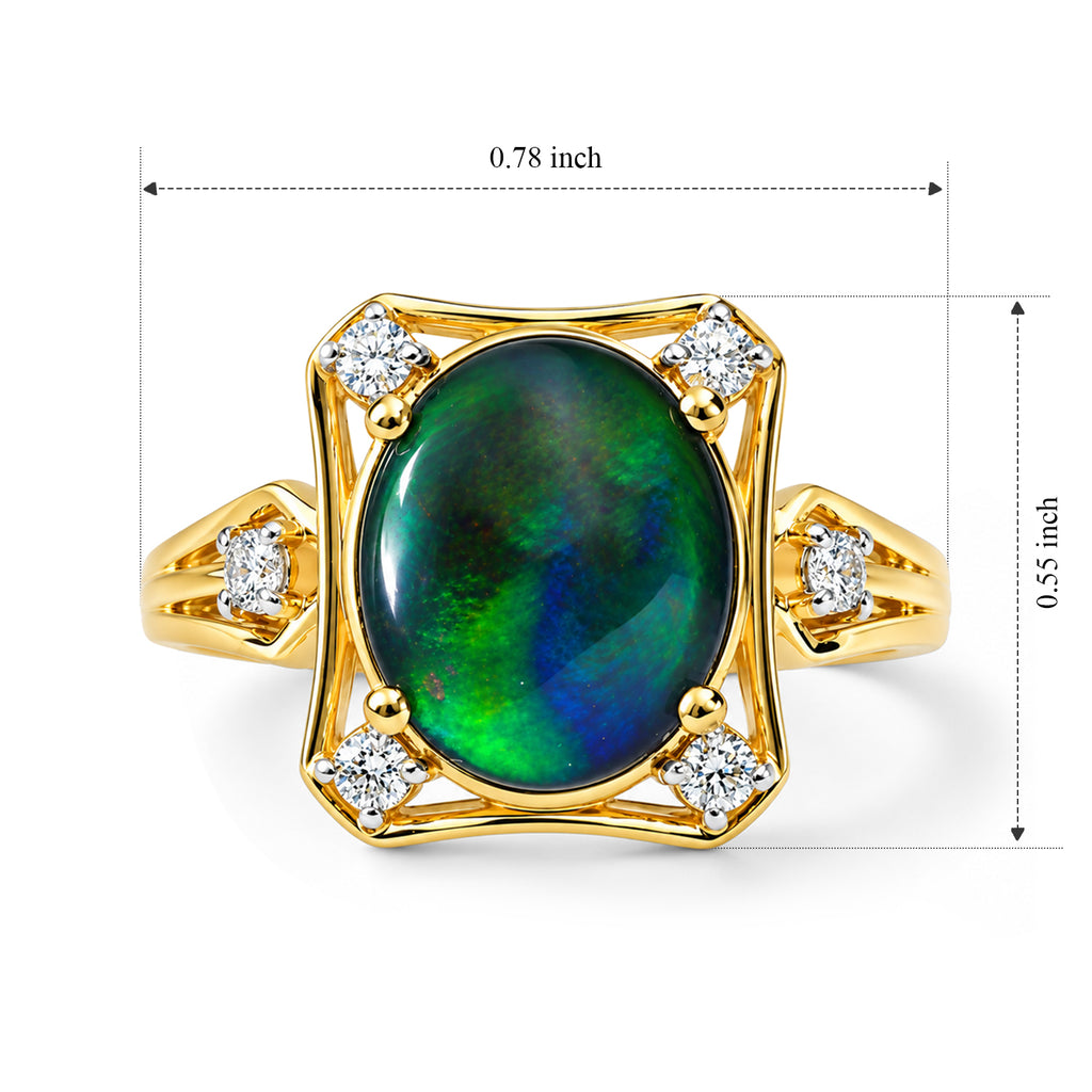 Luxuriant - Ammolite & Lab Grown Diamond (SI/G-H) Ring in 18K Vermeil Yellow Gold Plated Sterling Silver 2.80 Ct._8770934_5