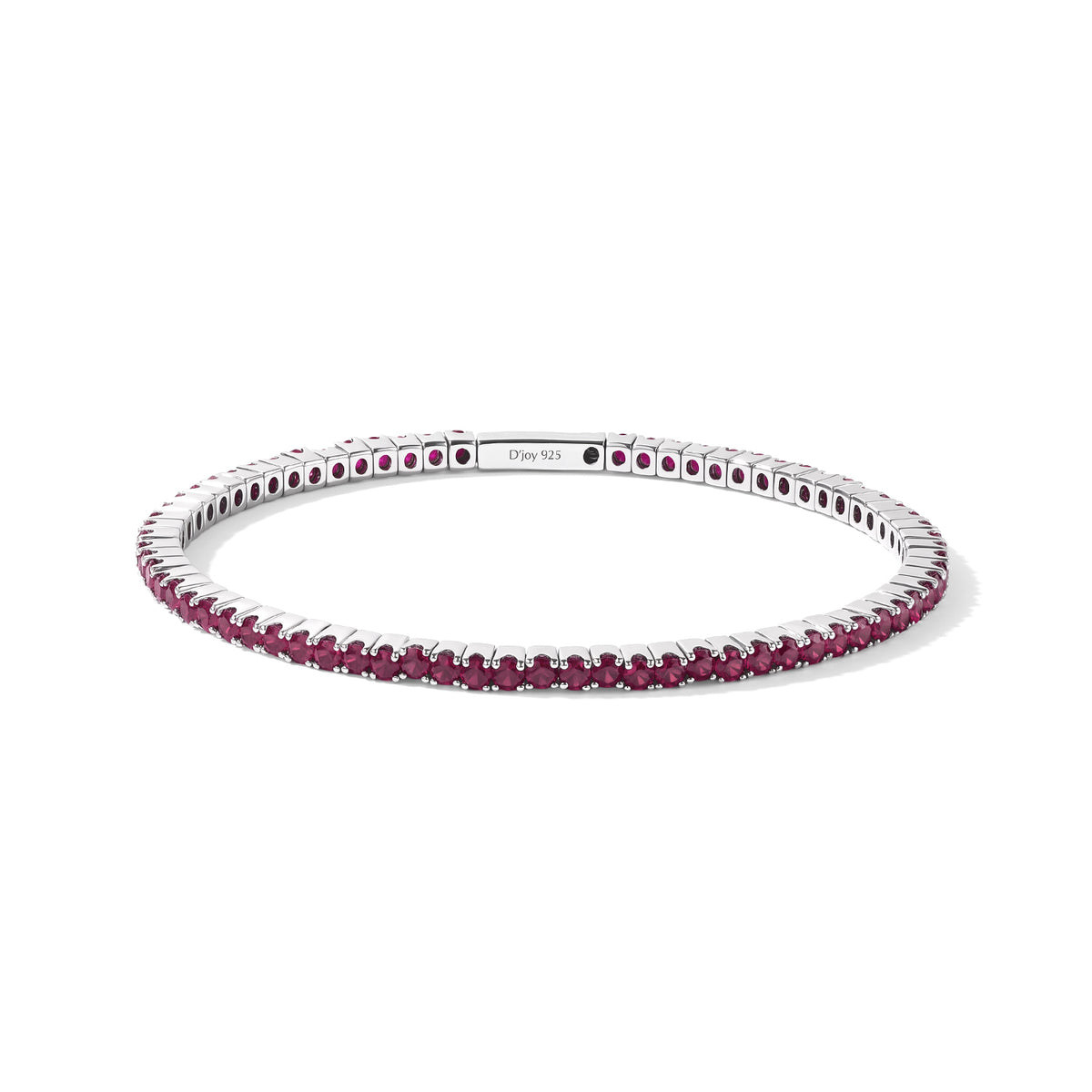 D'Joy - AAA African Ruby Full Bangle (Size - 7.5) in Rhodium Overlay Sterling Silver 7.05 Ct, Silver Wt.13.00 Gms 8770937 0