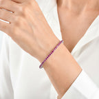 D'Joy - AAA African Ruby Full Bangle (Size - 7.5) in Rhodium Overlay Sterling Silver 7.05 Ct, Silver Wt.13.00 Gms_8770937_2