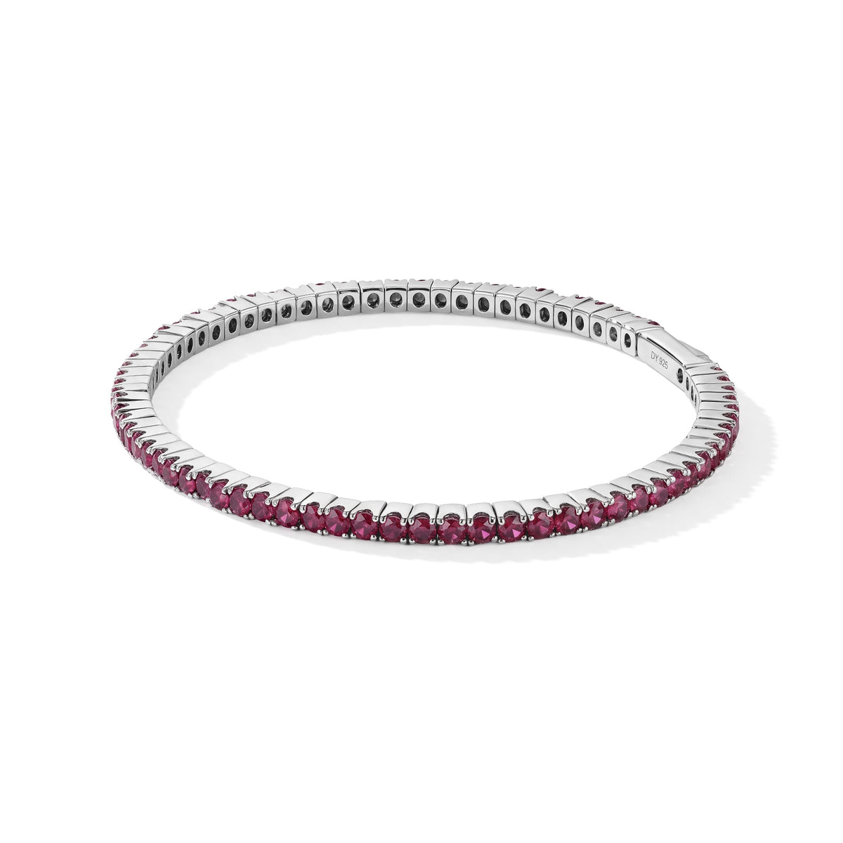 D'Joy - AAA African Ruby Full Bangle (Size - 7.5) in Rhodium Overlay Sterling Silver 7.05 Ct, Silver Wt.13.00 Gms 8770937 3
