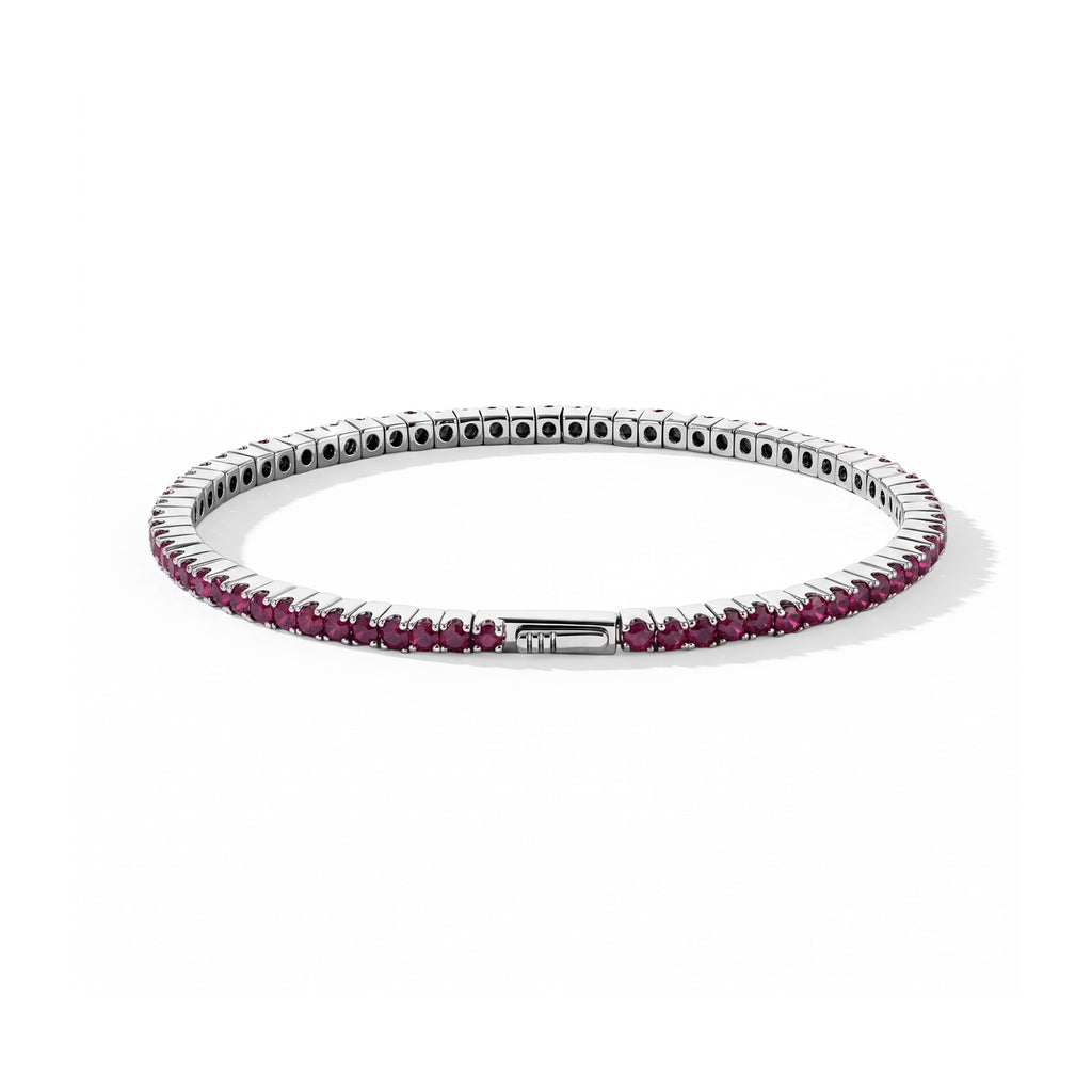 D'Joy - AAA African Ruby Full Bangle (Size - 7.5) in Rhodium Overlay Sterling Silver 7.05 Ct, Silver Wt.13.00 Gms_8770937_4