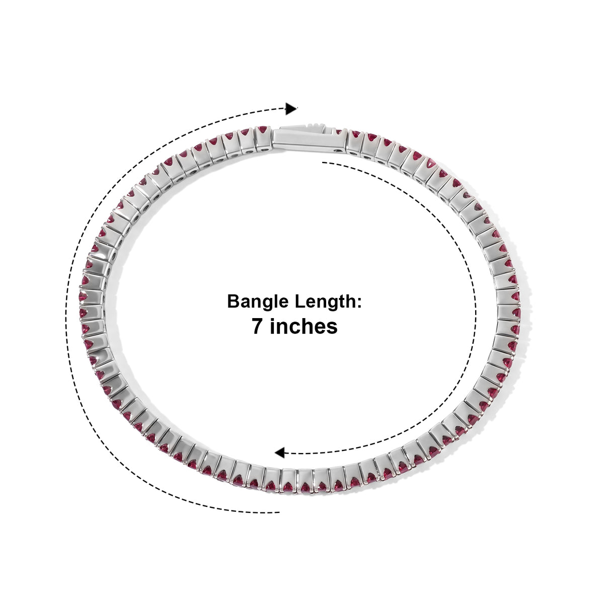 D'Joy - AAA African Ruby Full Bangle (Size - 7.5) in Rhodium Overlay Sterling Silver 7.05 Ct, Silver Wt.13.00 Gms 8770937 5