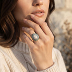 D'joy Ethiopian Opal, Tsavorite Garnet, Moissanite Main Stone With Surrounding Stone Ring in Rhodium OverlaySterling Silver  5.167  Ct._8772501_1