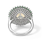 D'joy Ethiopian Opal, Tsavorite Garnet, Moissanite Main Stone With Surrounding Stone Ring in Rhodium OverlaySterling Silver  5.167  Ct._8772501_4