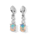 D'joy Ethiopian Opal, White Zircon Dangling Earring in Platinum OverlaySterling Silver  0.706  Ct._8772786