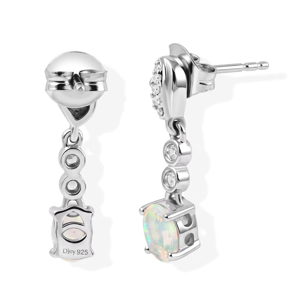 D'joy Ethiopian Opal, White Zircon Dangling Earring in Platinum OverlaySterling Silver  0.706  Ct._8772786_3