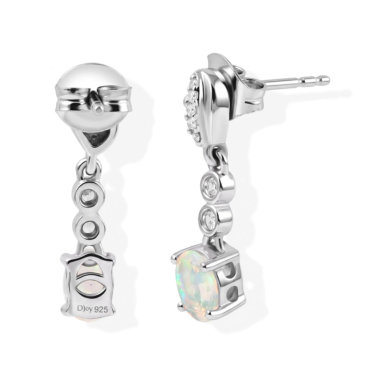D'joy Ethiopian Opal, White Zircon Dangling Earring in Platinum OverlaySterling Silver  0.706  Ct. 8772786 3