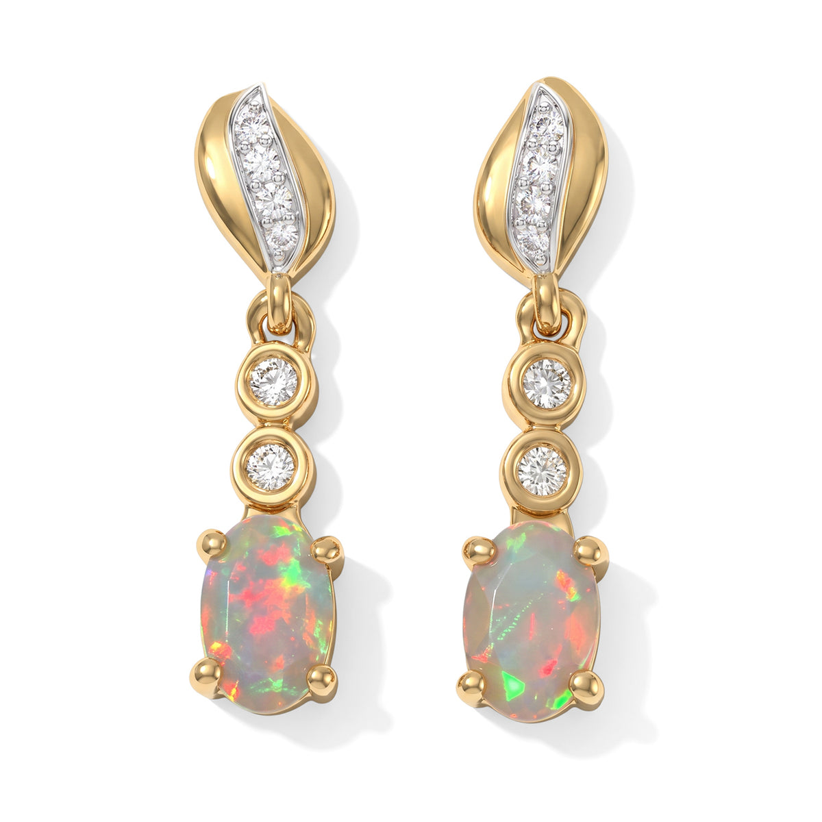 D'joy Ethiopian Opal, White Zircon Dangling Earring Sterling Silver  0.706  Ct. 8772837 0