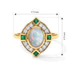 D'Joy - AAA Ethiopian Opal, White Zircon & Zambian Emerald Halo Ring in Yellow Gold Plated Sterling Silver 1.95 Ct._8772838_5