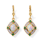 D'joy Ethiopian Opal, White Zircon, Zambian Emerald Solitaire Lever Back Earring Sterling Silver  2.576  Ct._8772878