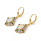 D'joy Ethiopian Opal, White Zircon, Zambian Emerald Solitaire Lever Back Earring Sterling Silver  2.576  Ct._8772878_3