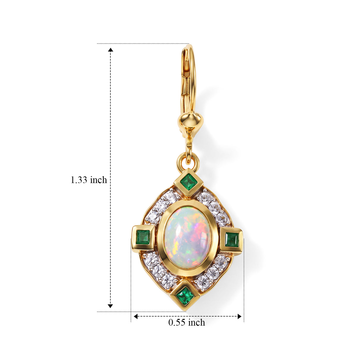 D'joy Ethiopian Opal, White Zircon, Zambian Emerald Solitaire Lever Back Earring Sterling Silver  2.576  Ct. 8772878 4