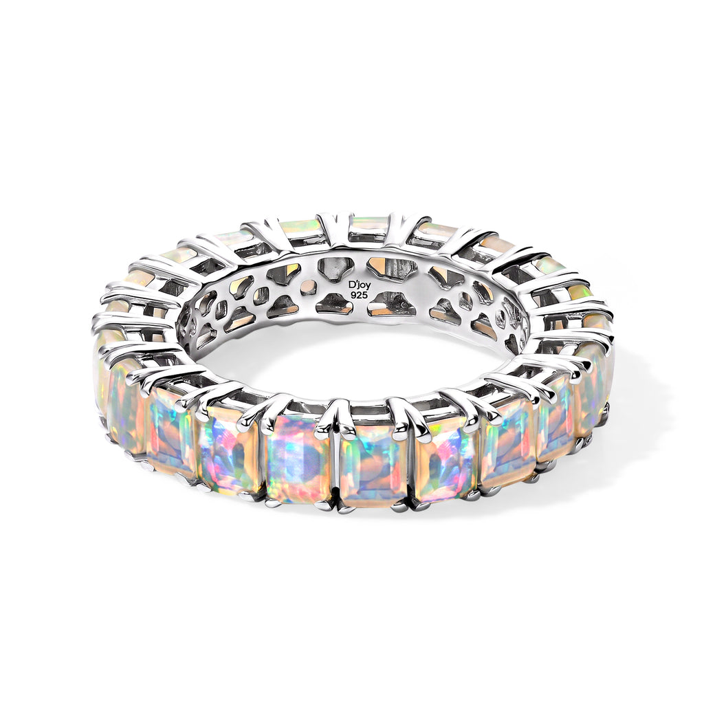 D'joy Ethiopian Opal Band Ring in Platinum OverlaySterling Silver  3.289  Ct._8772963