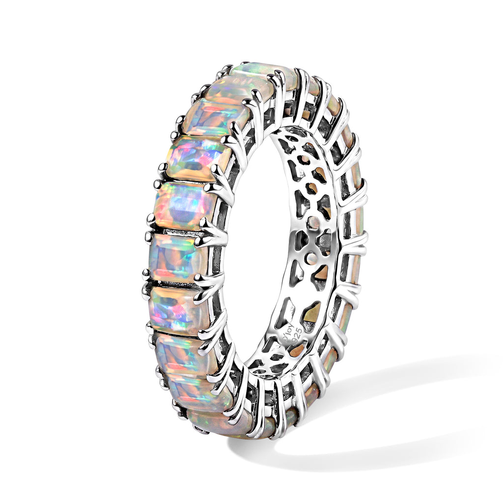 D'joy Ethiopian Opal Band Ring in Platinum OverlaySterling Silver  3.289  Ct._8772963_3