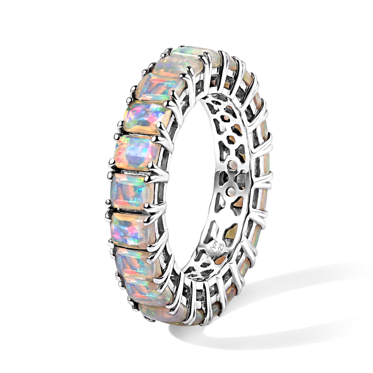 D'joy Ethiopian Opal Band Ring in Platinum OverlaySterling Silver  3.289  Ct. 8772963 3