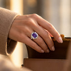 D'joy Zambian Amethyst, Moissanite Main Stone With Side Stone Ring in Rhodium OverlaySterling Silver  5.835  Ct._8773038_1