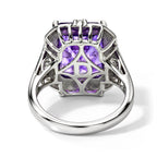 D'joy Zambian Amethyst, Moissanite Main Stone With Side Stone Ring in Rhodium OverlaySterling Silver  5.835  Ct._8773038_4