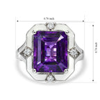 D'joy Zambian Amethyst, Moissanite Main Stone With Side Stone Ring in Rhodium OverlaySterling Silver  5.835  Ct._8773038_5