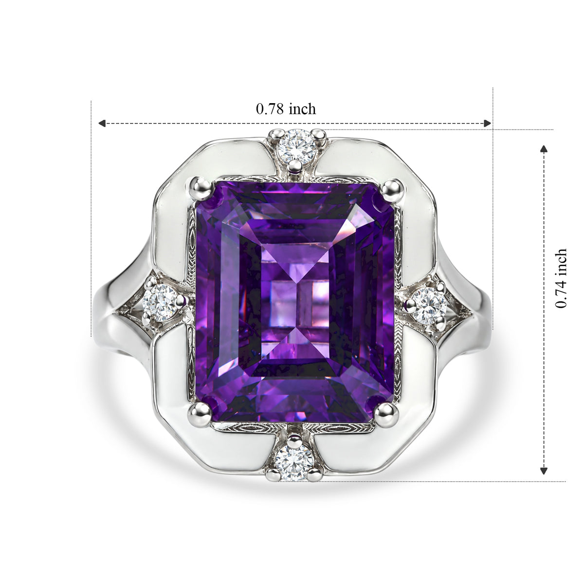 D'Joy - AAA Zambian Amethyst &amp; Moissanite Ring in Rhodium Overlay Sterling Silver 5.83 Ct. 8773038 5