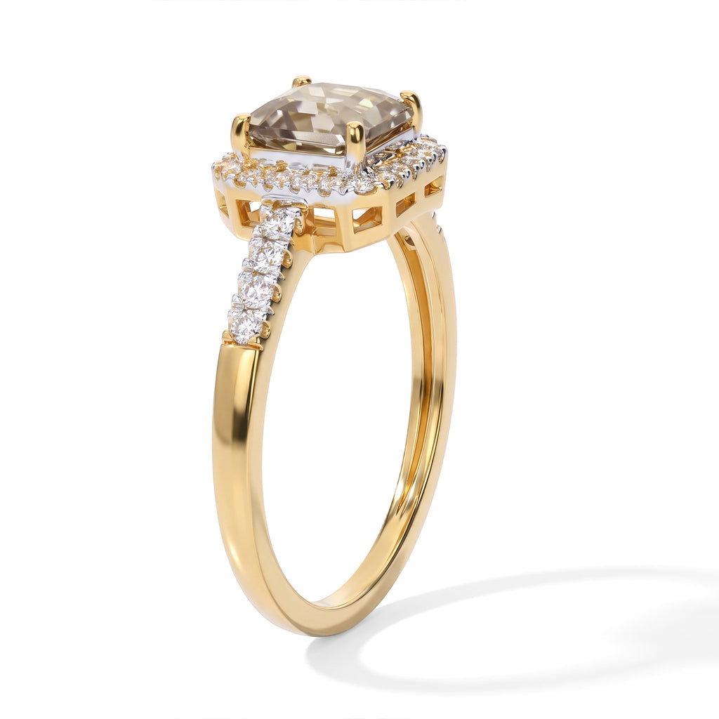 Luxuriant - AAA Turkizite & Lab Grown Diamond (SI/G-H) Halo Ring in 18K Vermeil Yellow Gold Plated Sterling Silver 1.50 Ct._8773052_3