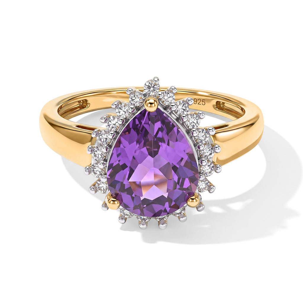 Luxuriant Zambian Amethyst, Lab Grown Diamond Ring in 18K YG VermeilSterling Silver  2.347  Ct._8773087