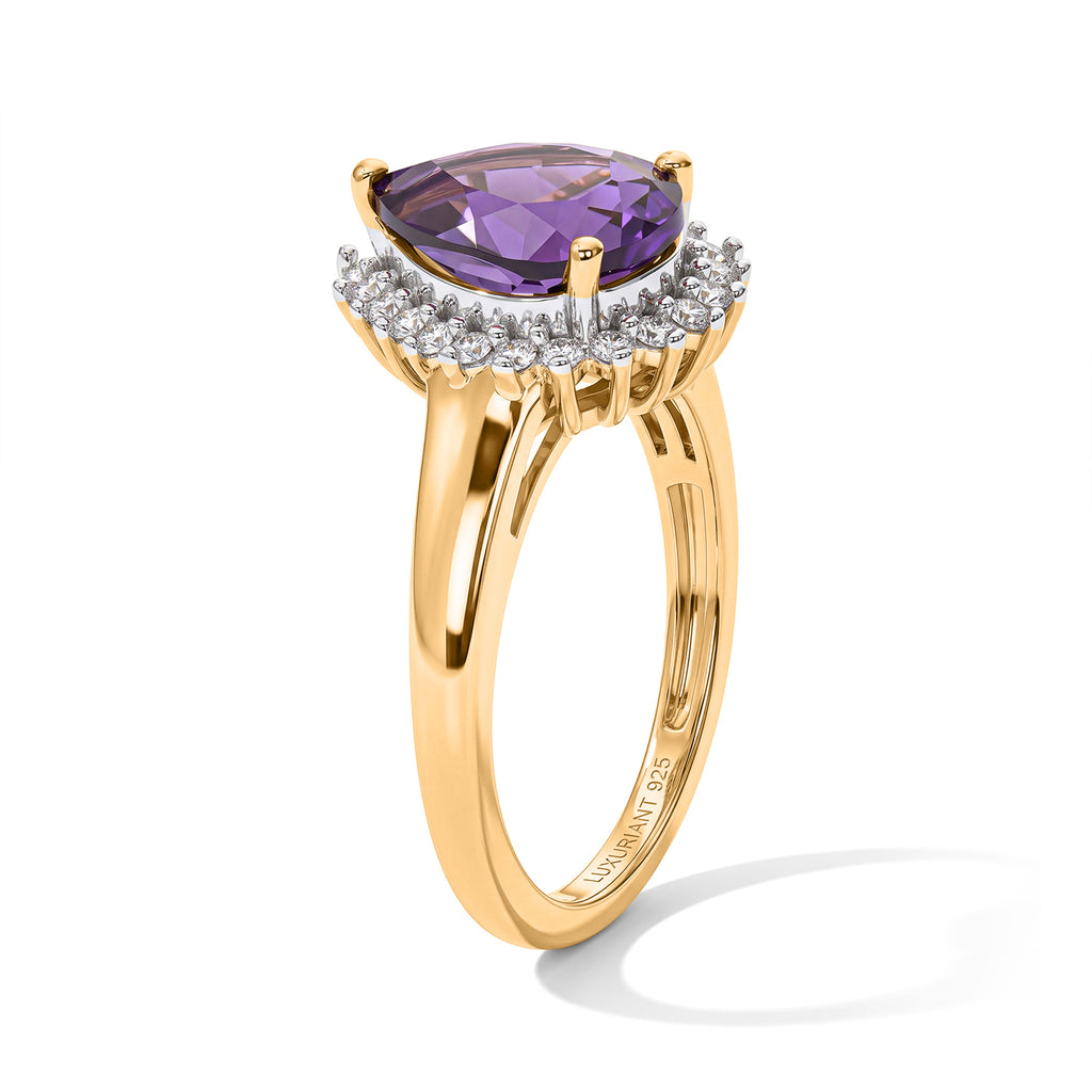 Luxuriant Zambian Amethyst, Lab Grown Diamond Ring in 18K YG VermeilSterling Silver  2.347  Ct._8773087_3