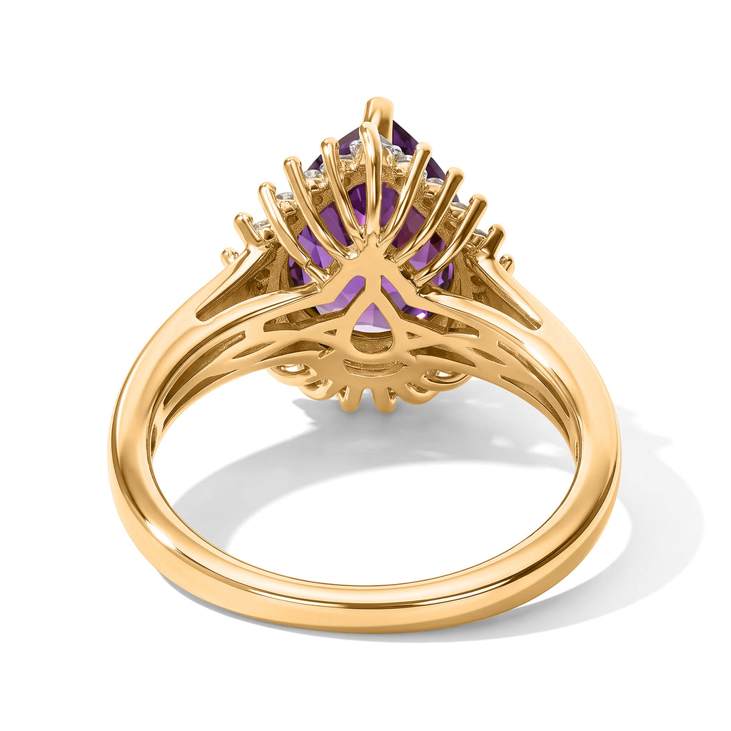 Luxuriant Zambian Amethyst, Lab Grown Diamond Ring in 18K YG VermeilSterling Silver  2.347  Ct._8773087_4
