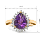 Luxuriant Zambian Amethyst, Lab Grown Diamond Ring in 18K YG VermeilSterling Silver  2.347  Ct._8773087_5