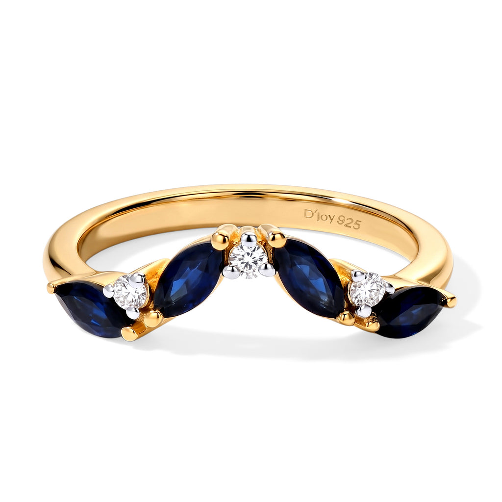 D'joy Blue Sapphire, Moissanite Fancy Ring in 18K YG VermeilSterling Silver  0.832  Ct._8773132