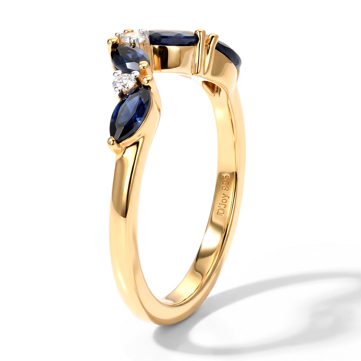 D'joy Blue Sapphire, Moissanite Fancy Ring in 18K YG VermeilSterling Silver  0.832  Ct. 8773132 3