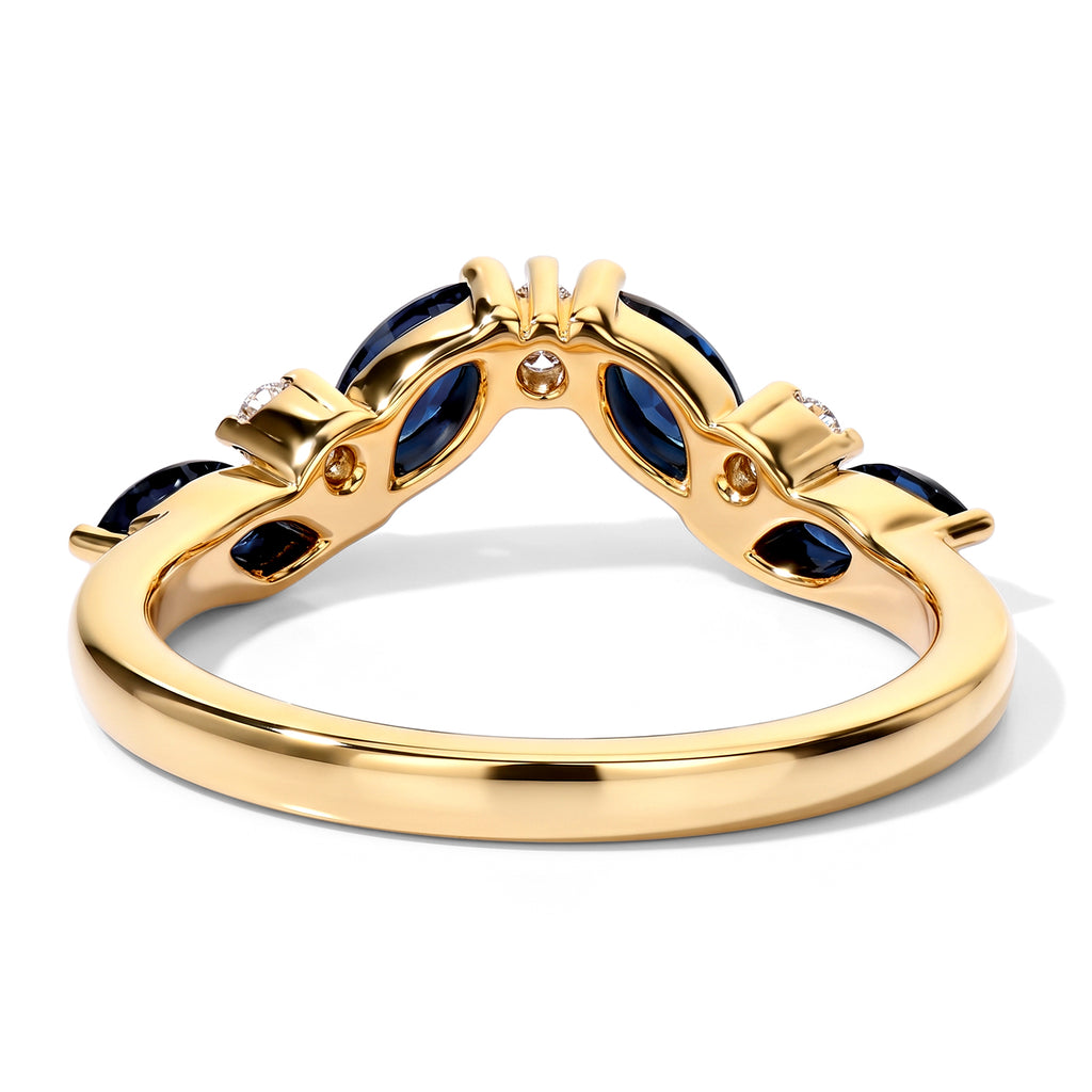 D'joy Blue Sapphire, Moissanite Fancy Ring in 18K YG VermeilSterling Silver  0.832  Ct._8773132_4