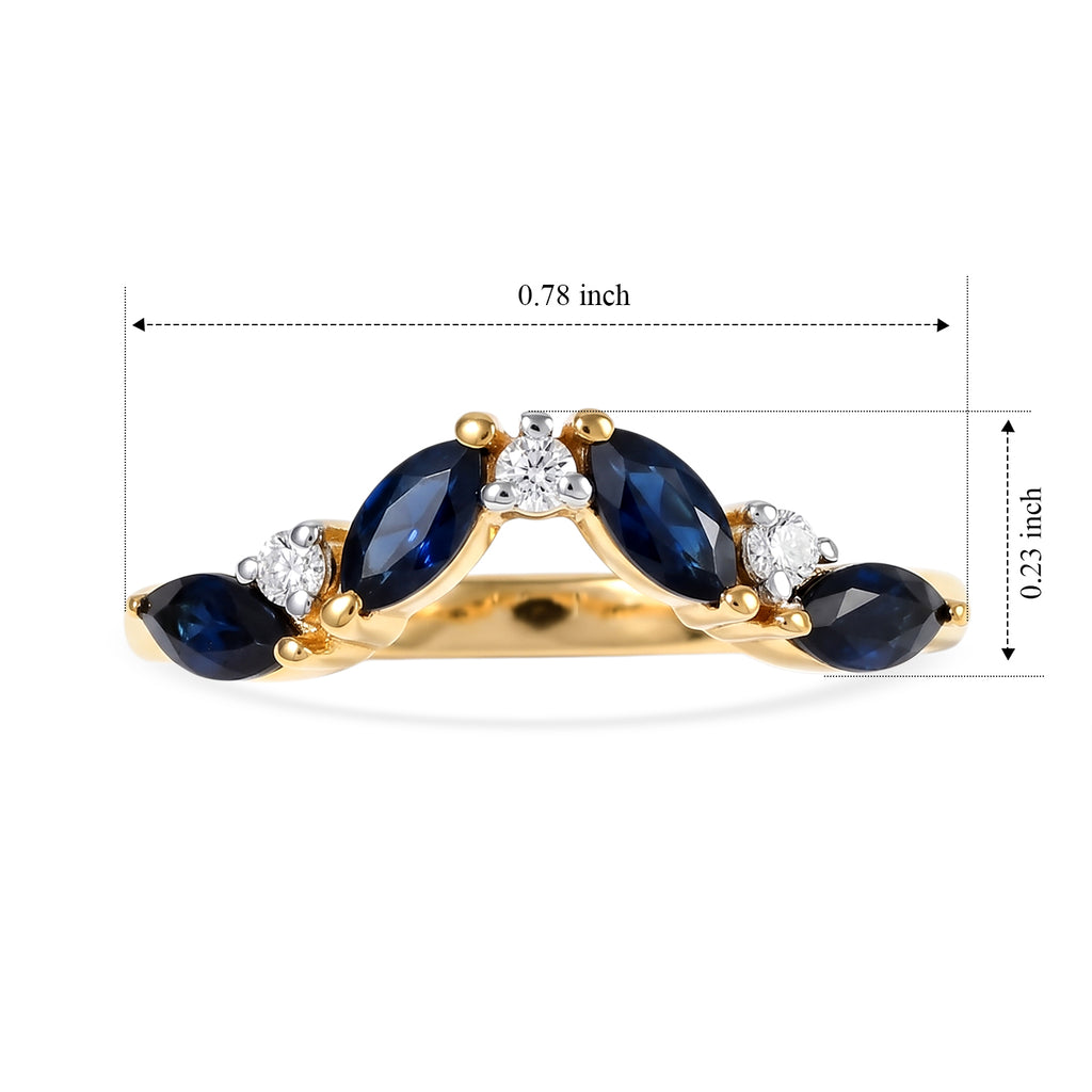 D'joy Blue Sapphire, Moissanite Fancy Ring in 18K YG VermeilSterling Silver  0.832  Ct._8773132_5