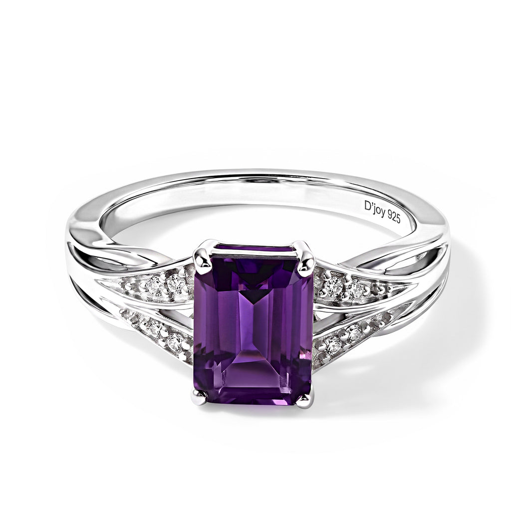 D'joy Zambian Amethyst, White Zircon Ring in Platinum OverlaySterling Silver  1.570  Ct._8773203