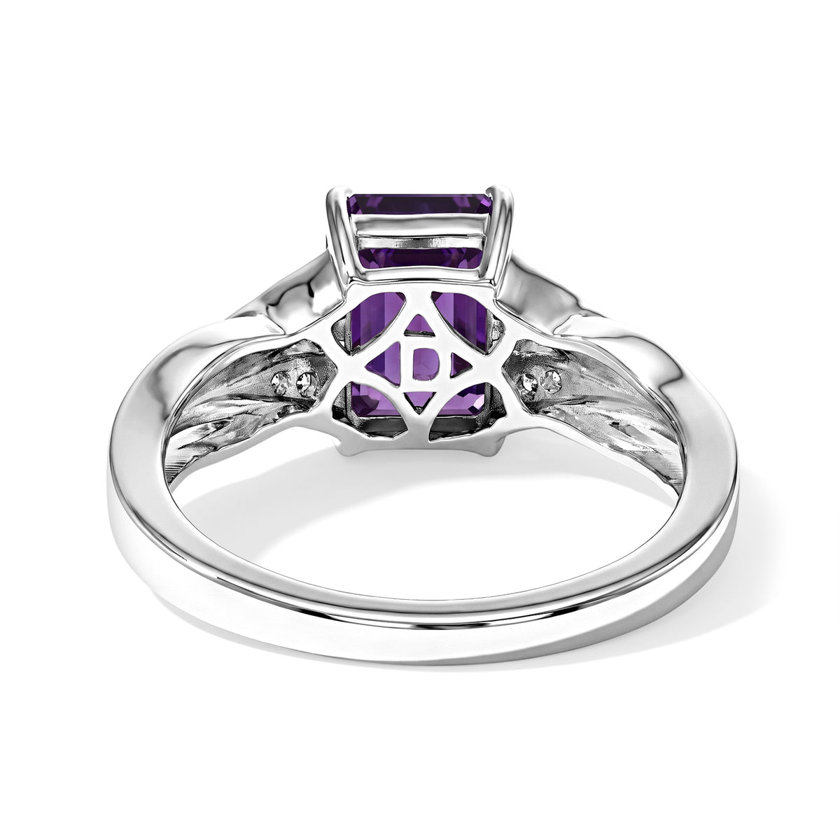 D'Joy - AAA Zambian Amethyst &amp; White Zircon Ring in Platinum Overlay Sterling Silver 1.60 Ct. 8773203 4