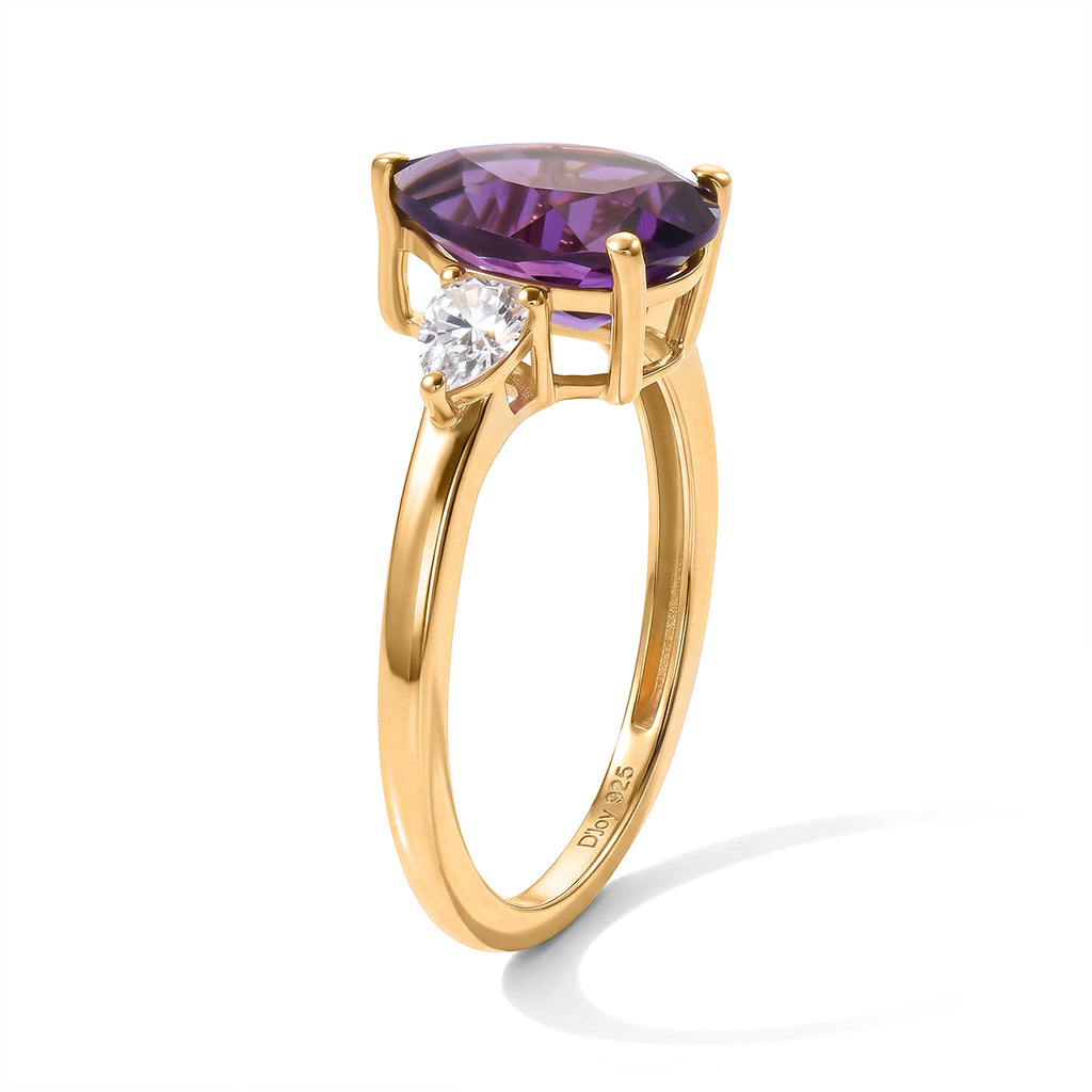 D'joy Zambian Amethyst, Moissanite Ring Sterling Silver  2.036  Ct._8773232_3