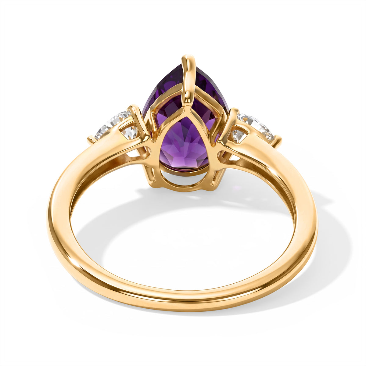 D'Joy - AAA Zambian Amethyst &amp; Moissanite Trilogy Ring in Yellow Gold Plated Sterling Silver 2.00 Ct. 8773232 4